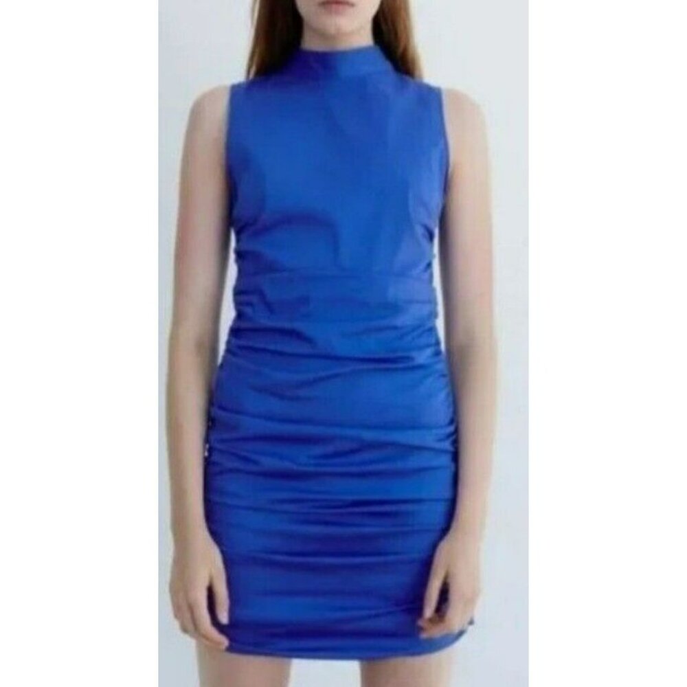 ALT Bella Swan Twilight Zara Mini Dress Bodycon Size Medium Cobalt Blue Ruched